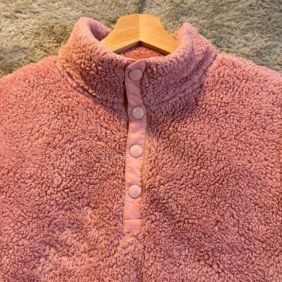 Crewcuts Pink Plush Fleece Sherpa Jacket Pullover Quarter Snap XL 12 14 - Picture 3 of 13